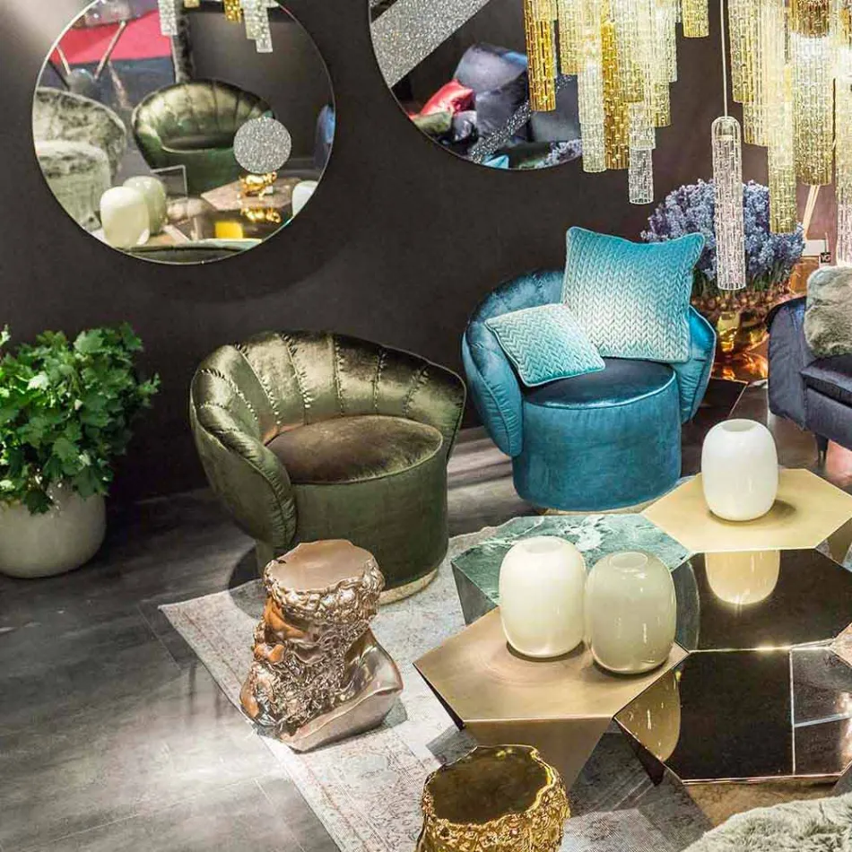 fotoliu design modern capitonate cu tesatura Belle Viadurini