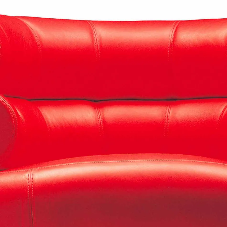 Fotoliu modern tapițat în piele cu bază din oțel Made in Italy - Ostilio Viadurini