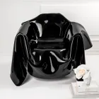 Delia - Fotoliu modern cu draperii din plexiglas negru, fabricat în Italia Viadurini