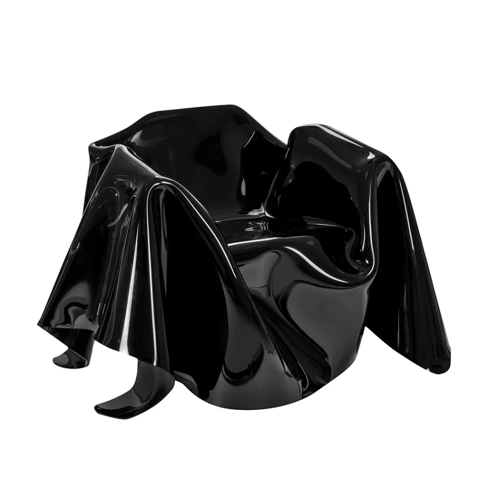 Delia - Fotoliu modern cu draperii din plexiglas negru, fabricat în Italia Viadurini