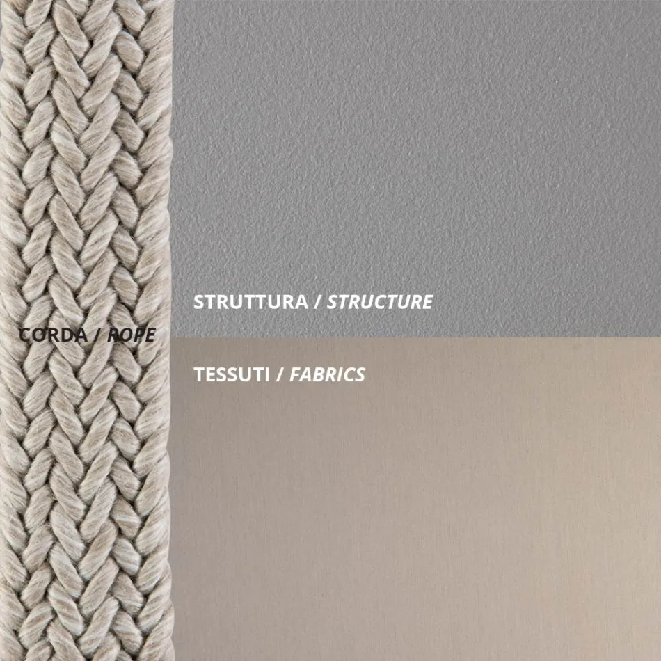 Fotoliu de exterior din Otel si Funie cu Perne Made in Italy - Helga Viadurini