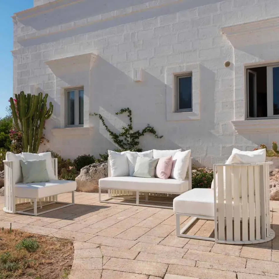 Fotoliu exterior din aluminiu și corzi de design de lux 3 finisaje - Julie Viadurini