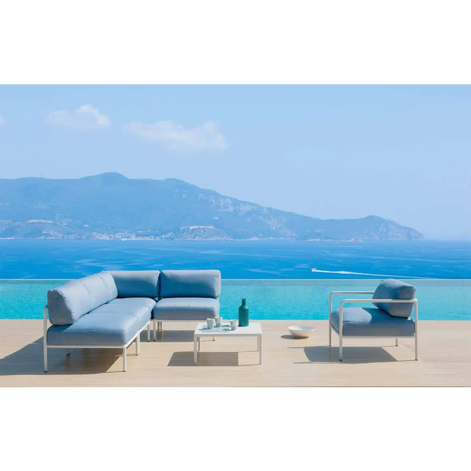 Fotoliu de exterior cu cotiere din țesătură și metal Made in Italy - Cola Viadurini