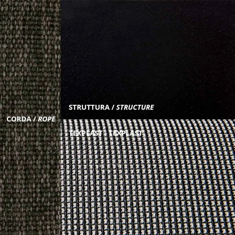 Fotoliu pliabil pentru exterior din frânghie din aluminiu și Texplast Made in Italy - Ubbe Viadurini