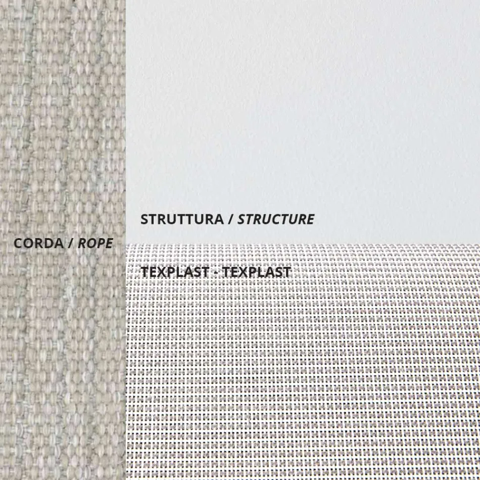 Fotoliu pliabil pentru exterior din frânghie din aluminiu și Texplast Made in Italy - Ubbe Viadurini