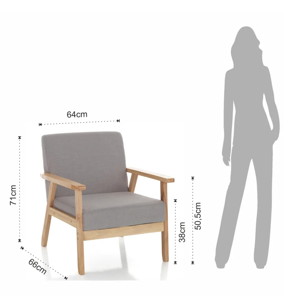 Fotoliu din lemn masiv de pin - Xenon Viadurini