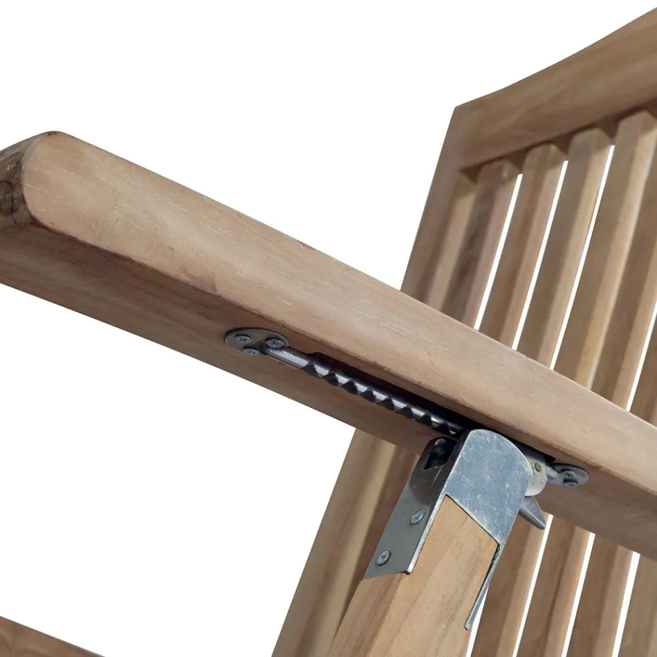 Fotoliu de grădină înclinabil din lemn de tec - jad Viadurini
