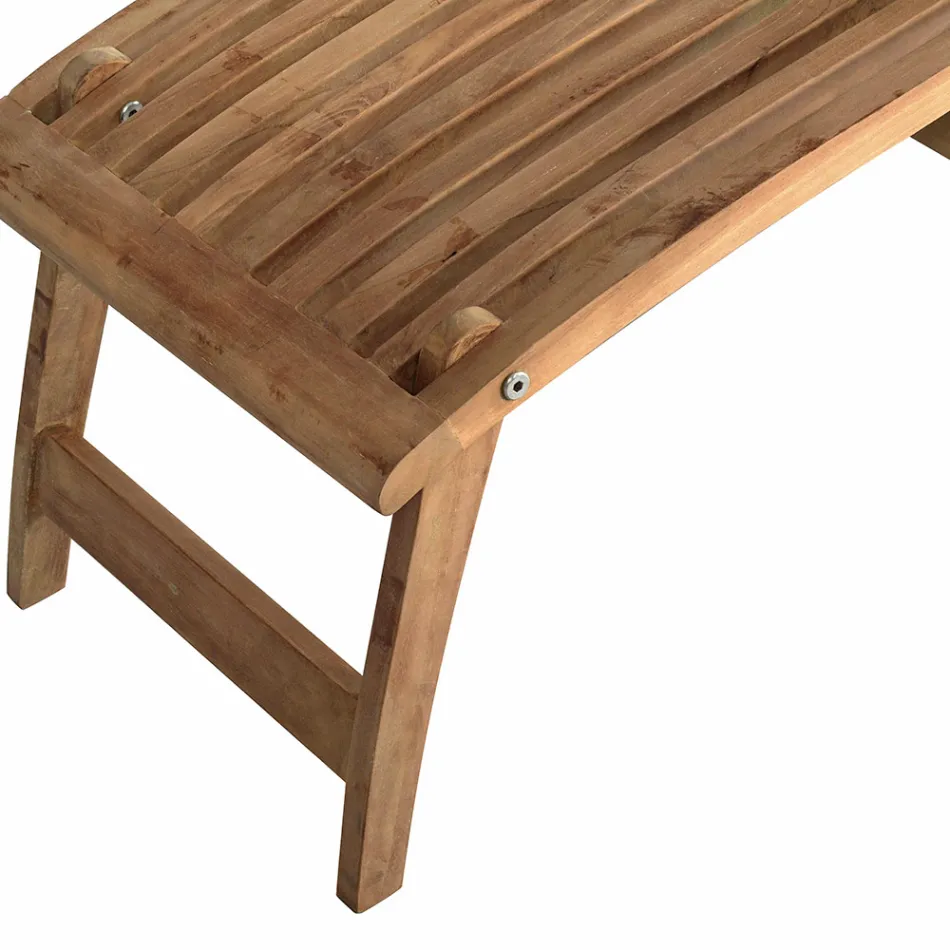 Fotoliu de grădină înclinabil din lemn de tec - jad Viadurini