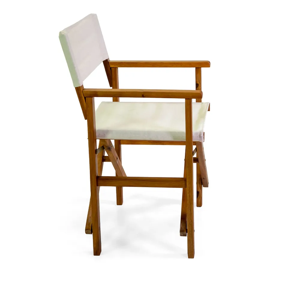 Scaun de director din lemn de salcâm uleiat Culoare naturală - Tehnic Viadurini