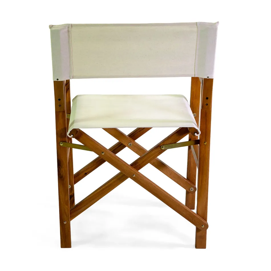 Scaun de director din lemn de salcâm uleiat Culoare naturală - Tehnic Viadurini