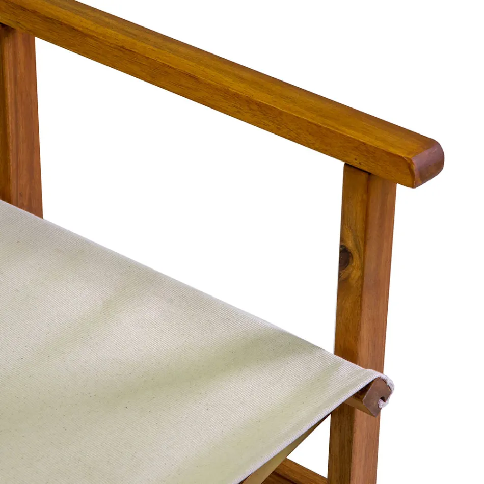 Scaun de director din lemn de salcâm uleiat Culoare naturală - Tehnic Viadurini