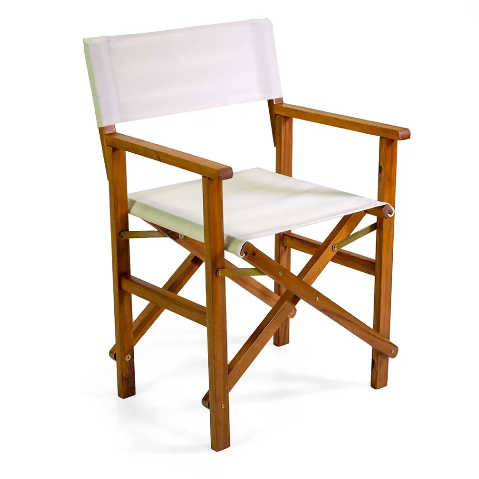 Scaun de director din lemn de salcâm uleiat Culoare naturală - Tehnic Viadurini