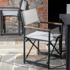 Scaun de director din aluminiu, Textilene și Teak Braț - Tenda Viadurini