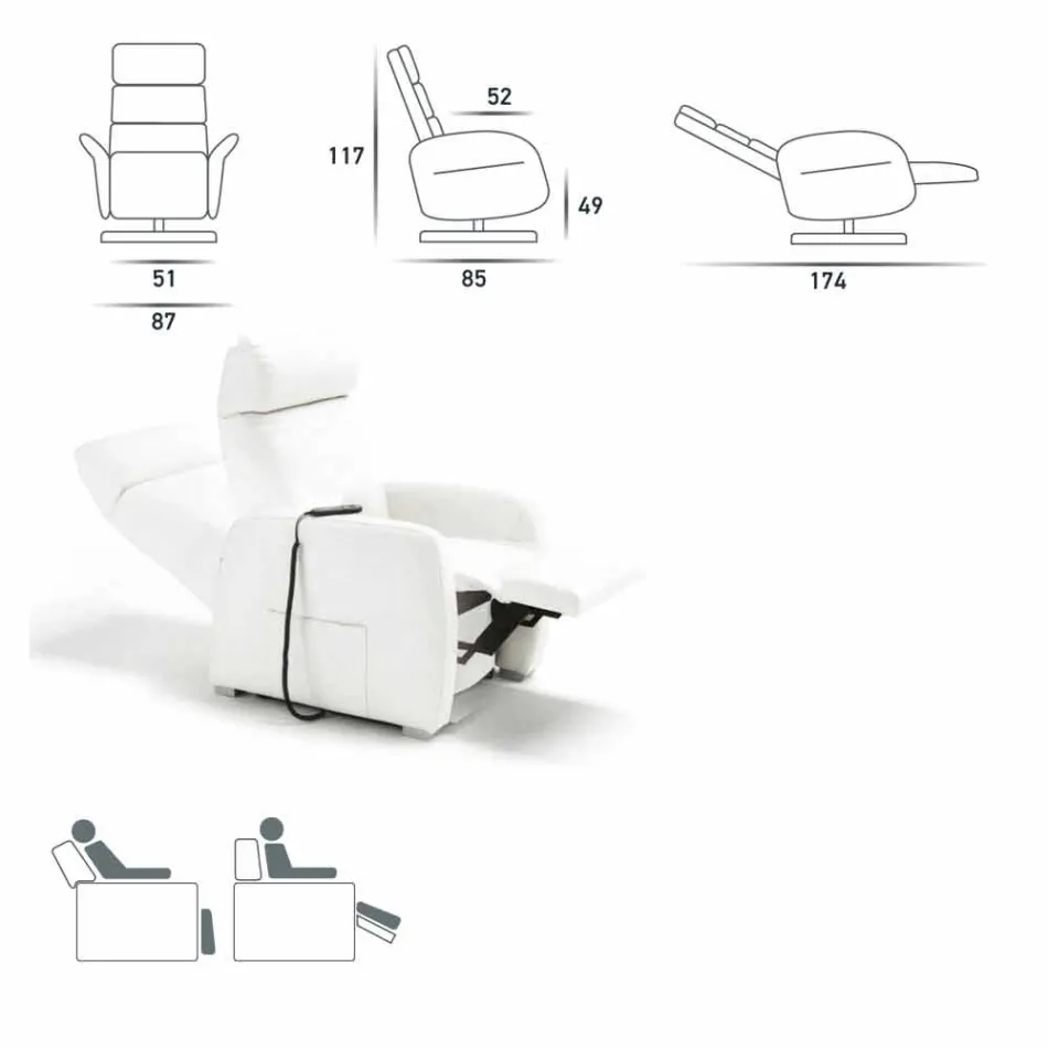 Fotoliu pivotant Bluma cu tapițerie din țesătură / piele / piele artificială Viadurini