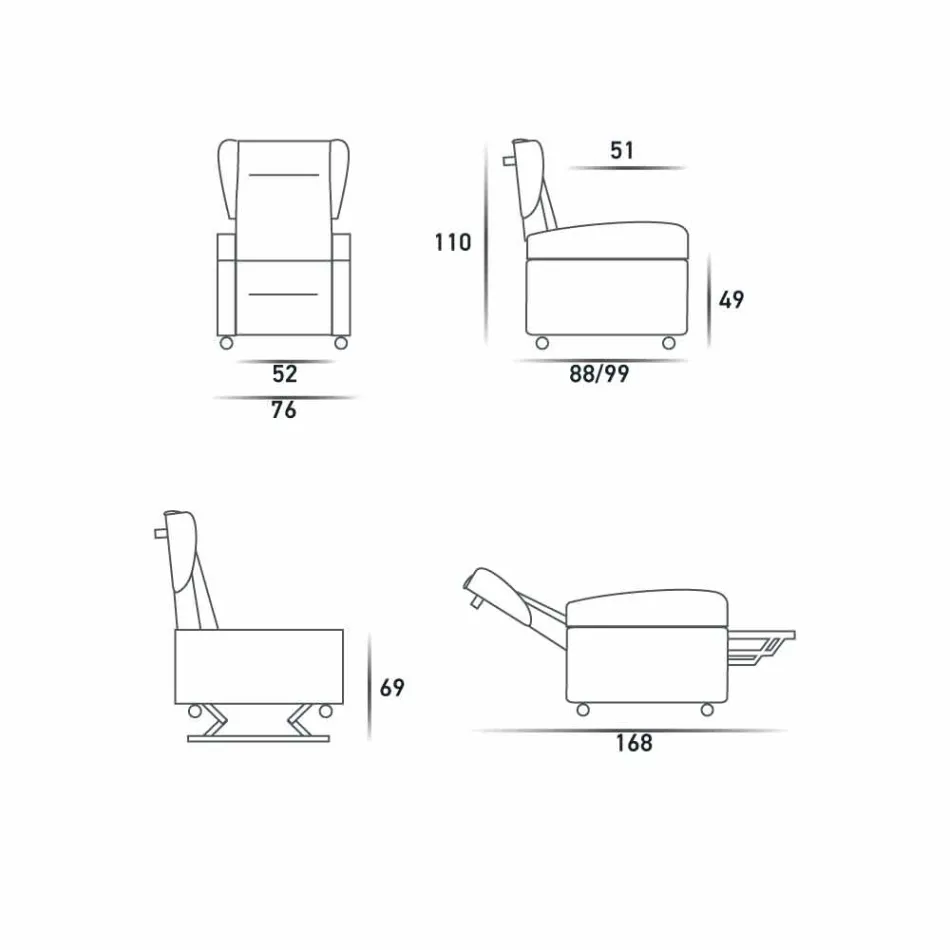 Fotoliu ortopedic relax 4 motoare fabricat în Italia Giglio, design modern Viadurini