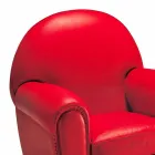 Fotoliu living acoperit din piele cu picioare din lemn Made in Italy - Pegolo Viadurini