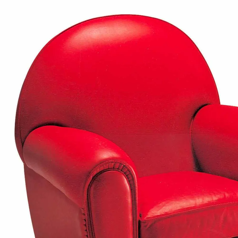 Fotoliu living acoperit din piele cu picioare din lemn Made in Italy - Pegolo Viadurini