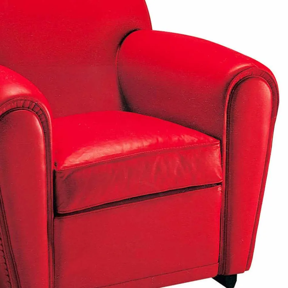 Fotoliu living acoperit din piele cu picioare din lemn Made in Italy - Pegolo Viadurini