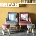 Fotoliu Sufragerie cu Efect Lemn și Catifea Design Scandinav - Cinzio Viadurini