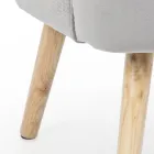 Fotoliu Sufragerie cu Efect Lemn și Catifea Design Scandinav - Cinzio Viadurini