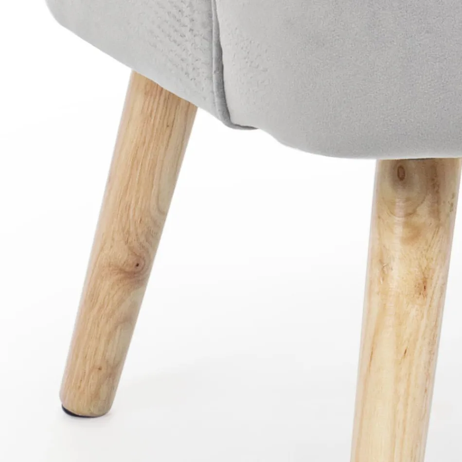 Fotoliu Sufragerie cu Efect Lemn și Catifea Design Scandinav - Cinzio Viadurini