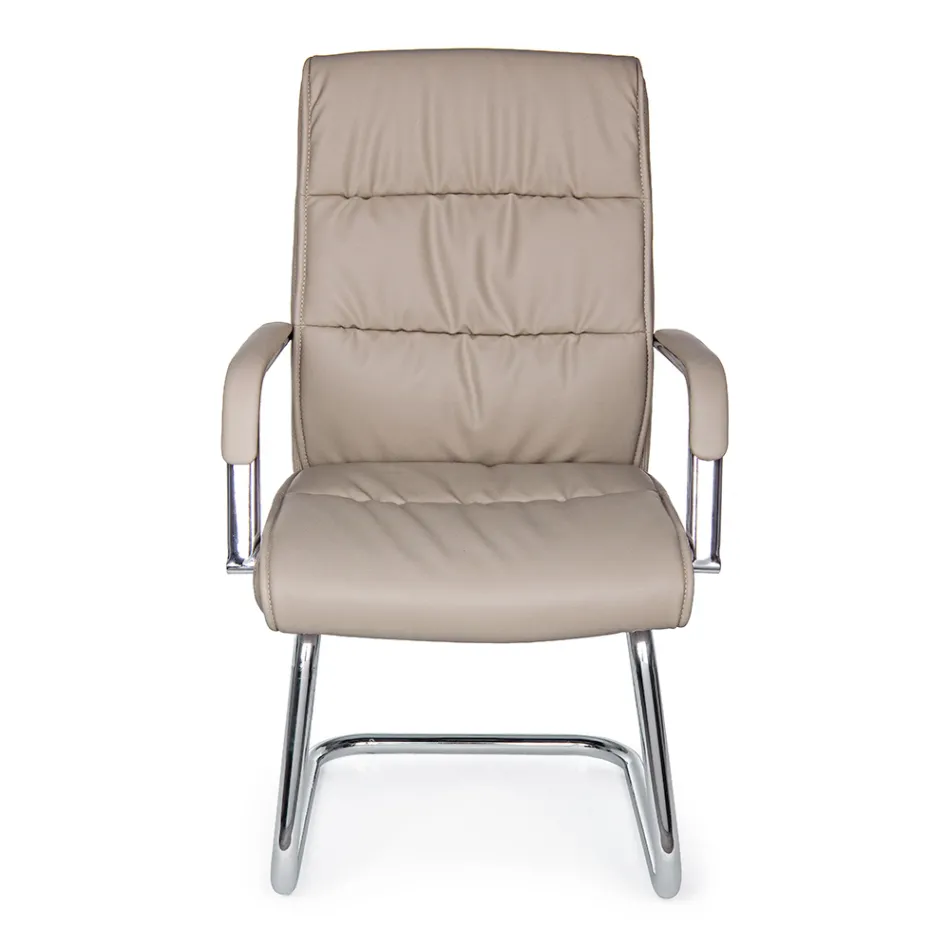 Scaun de Birou Sanie Otel si Piele Ecologica cu Cotiere 2 Buc - Monaldo Viadurini