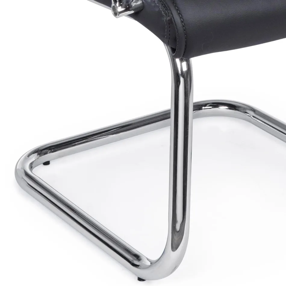 Scaun de Birou Sanie Otel si Piele Ecologica cu Cotiere 2 Buc - Monaldo Viadurini