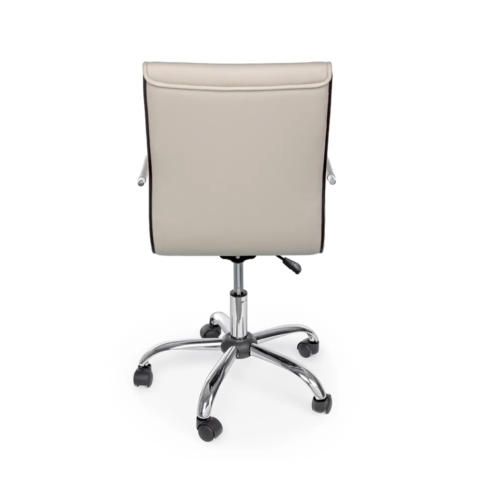 Fotoliu de birou ergonomic cu cotiere din otel si imitatie de piele - Mantica Viadurini