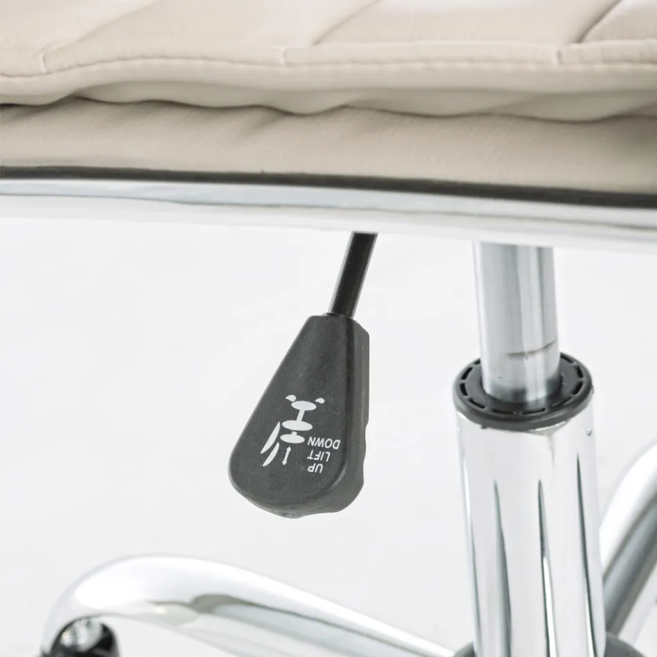 Fotoliu de birou ergonomic cu cotiere din otel si imitatie de piele - Mantica Viadurini