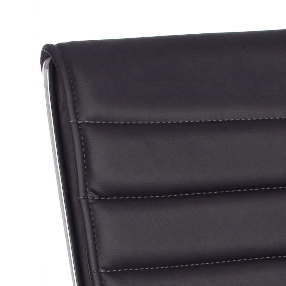 Fotoliu de birou ergonomic cu cotiere din otel si imitatie de piele - Mantica Viadurini