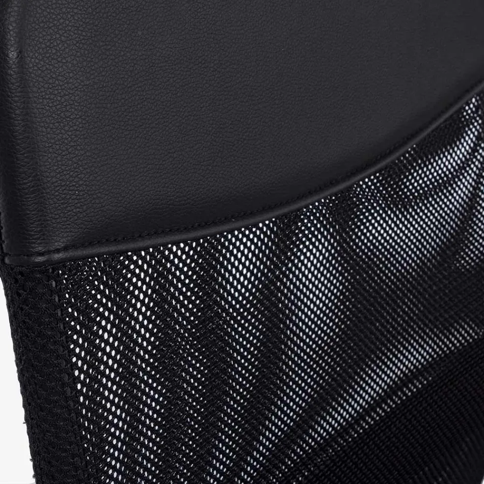 Scaun de birou pivotant din otel si plasa din poliester cu cotiere - Amuni Viadurini