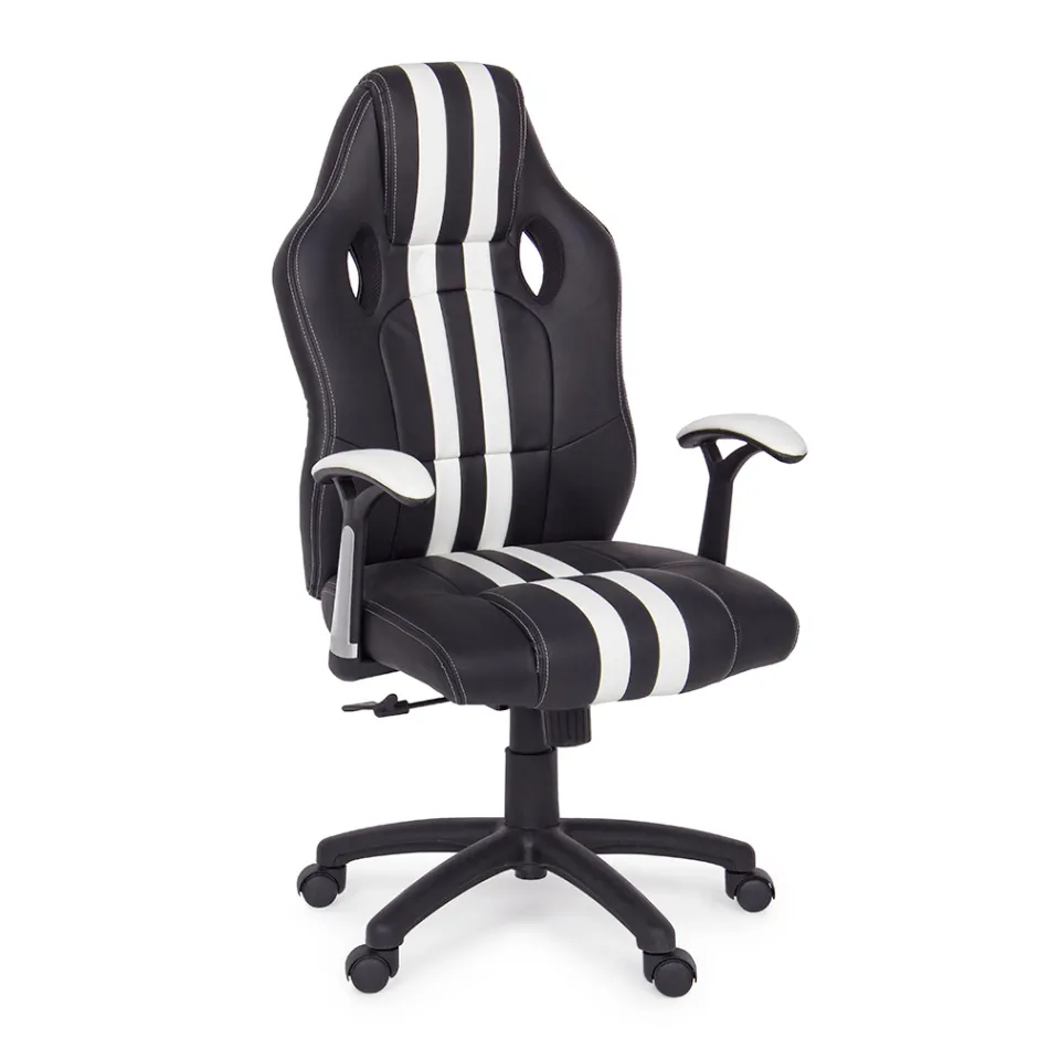 Fotoliu de birou pivotant rabatabil din piele ecologica si nailon 2 culori - Saronno Viadurini