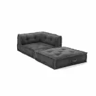 Fotoliu Corner Chaise Longue din bumbac gri, verde sau albastru - fibră Viadurini