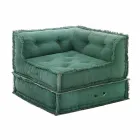 Fotoliu Corner Chaise Longue din bumbac gri, verde sau albastru - fibră Viadurini