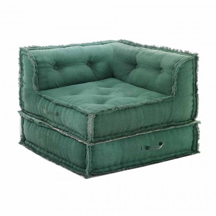 Fotoliu Corner Chaise Longue din bumbac gri, verde sau albastru - fibră Viadurini