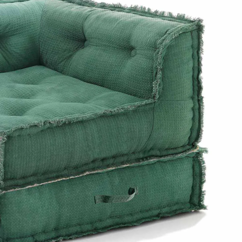 Fotoliu Corner Chaise Longue din bumbac gri, verde sau albastru - fibră Viadurini