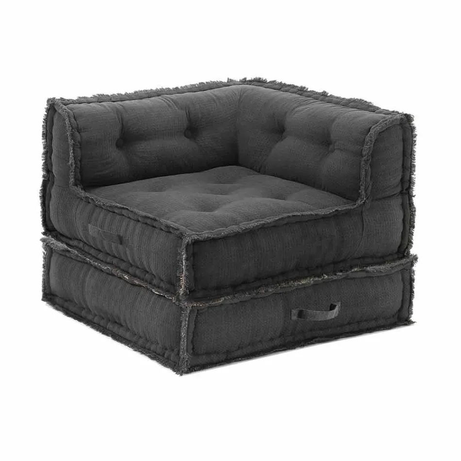 Fotoliu Corner Chaise Longue din bumbac gri, verde sau albastru - fibră Viadurini