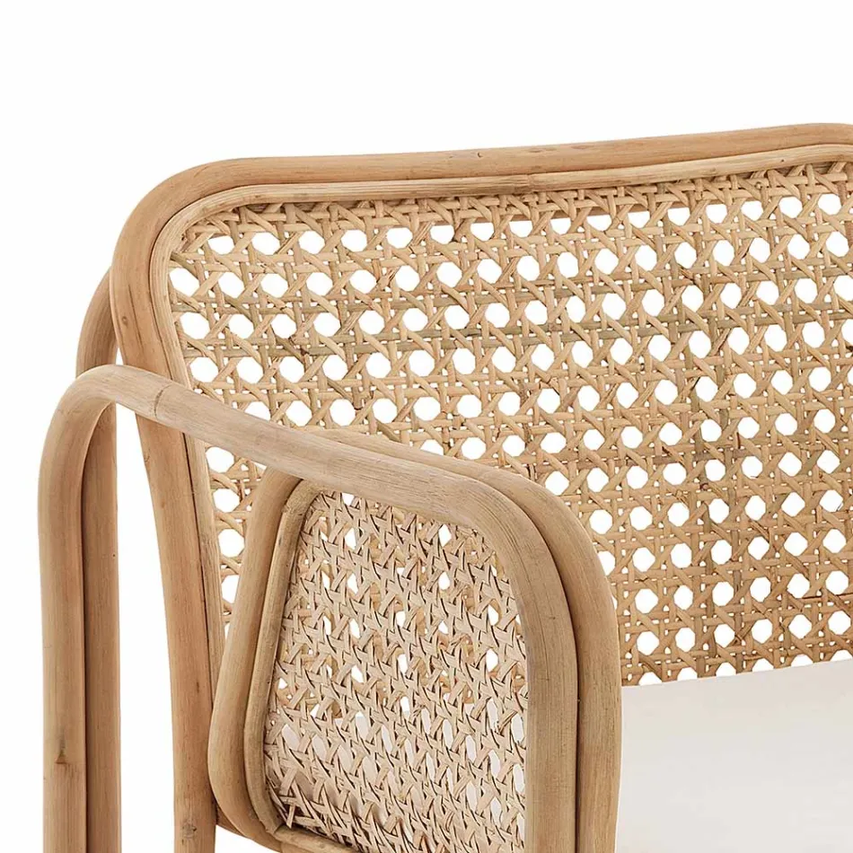 Fotoliu din ratan pentru exterior și interior și perne din stofă Saia - Voir Viadurini