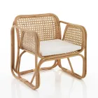 Fotoliu din ratan pentru exterior și interior și perne din stofă Saia - Voir Viadurini