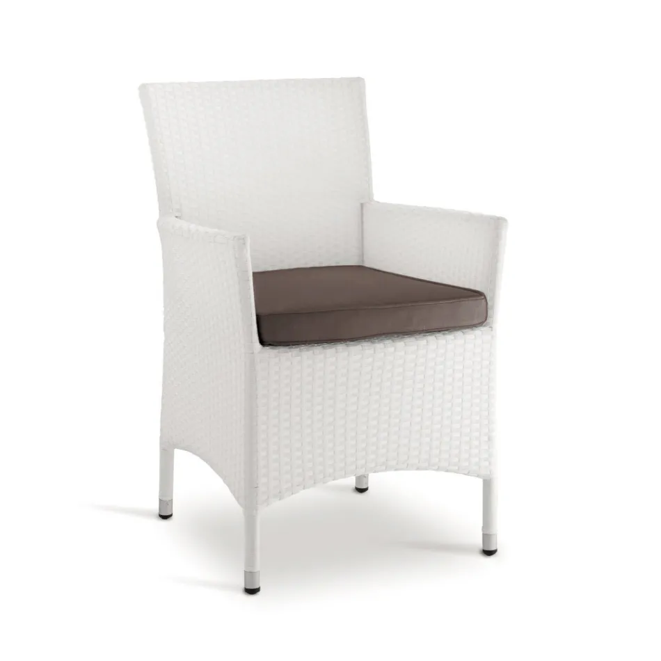 Scaun de exterior stivuibil din aluminiu acoperit cu rachita - Bruma Viadurini