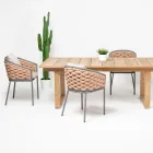 Fotoliu exterior din aluminiu si tesatura Olefil tesuta manual - Reda Viadurini