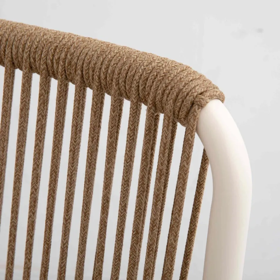 Fotoliu de exterior din aluminiu bej și frânghie Terra - Luxe Viadurini