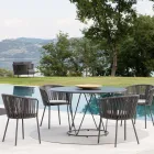 Fotoliu de grădină din oțel și frânghie Made in Italy 2 piese - Bronn Viadurini