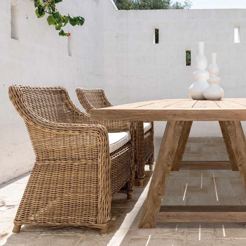 Fotoliu de grădină din țesut din fibre sintetice Made in Italy - Tillie Viadurini