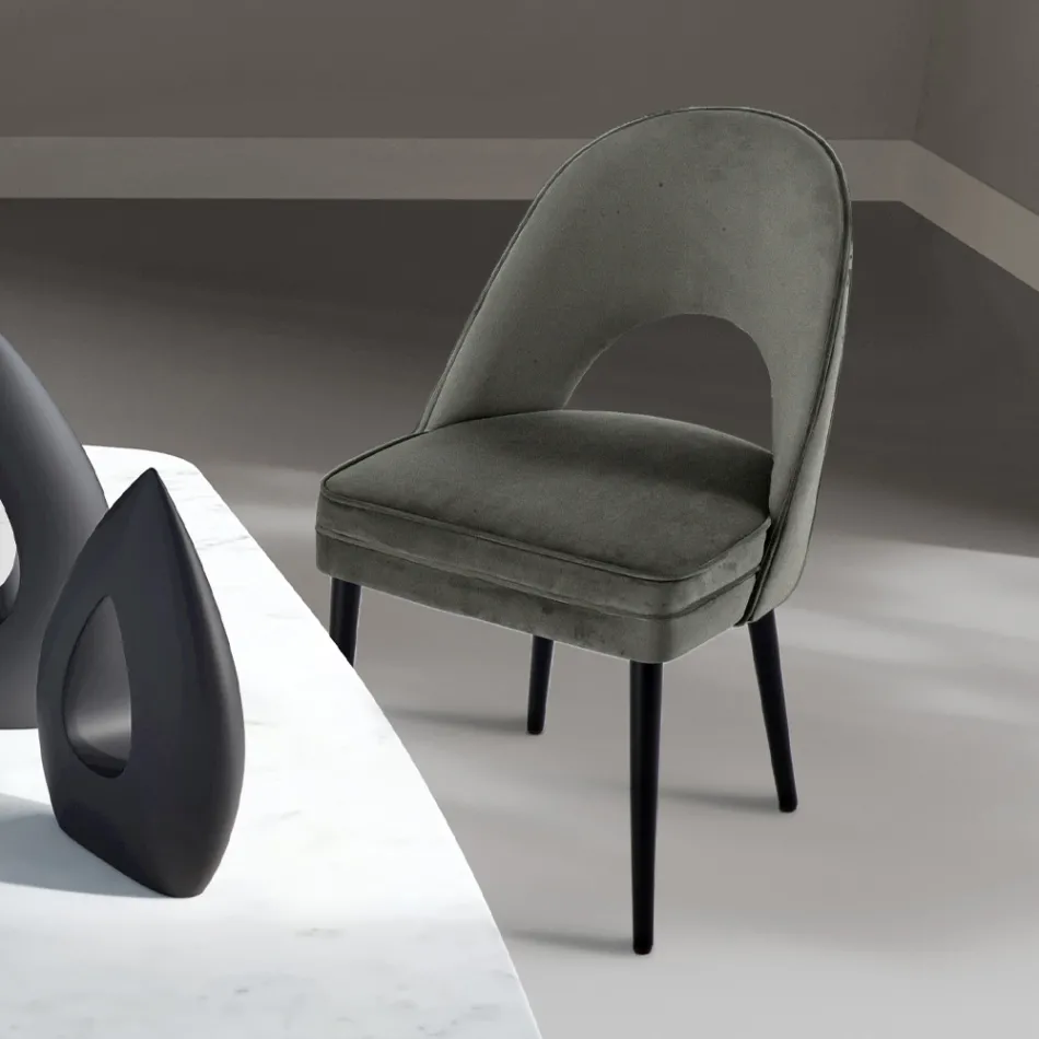 Fotoliu de sufragerie din diferite țesături cu carcasă din lemn - Edgar Viadurini