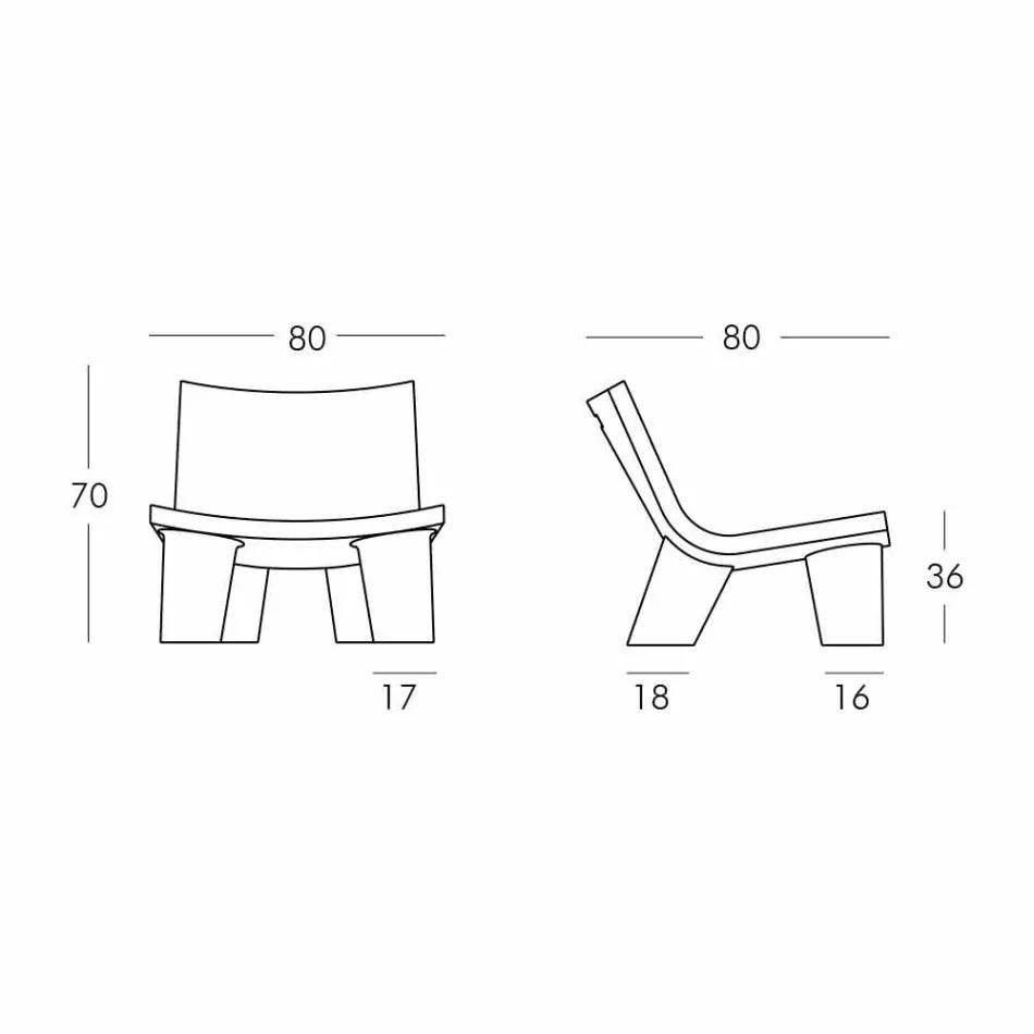 Scaunul din salon alb-negru Slide Low Lita Anniversary a făcut din Italia Viadurini