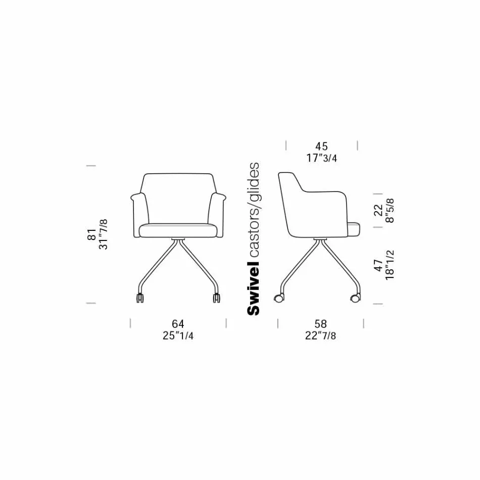 Fotoliu birou pivotant cu roți și cotiere Made in Italy - Felix Viadurini