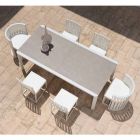 Fotoliu de luat masa în aer liber, din aluminiu și frânghii de design de lux - Julie Viadurini