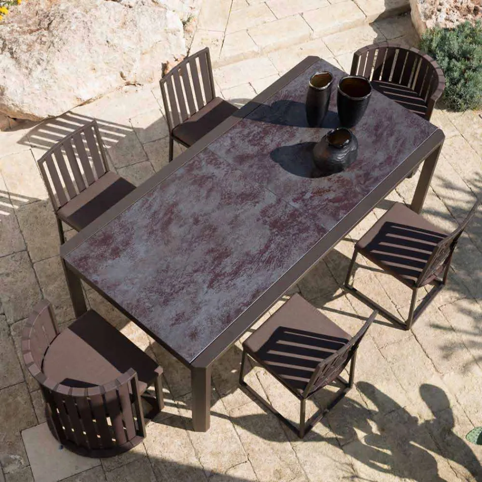 Fotoliu de luat masa în aer liber, din aluminiu și frânghii de design de lux - Julie Viadurini