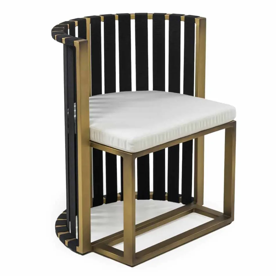 Fotoliu de luat masa în aer liber, din aluminiu și frânghii de design de lux - Julie Viadurini